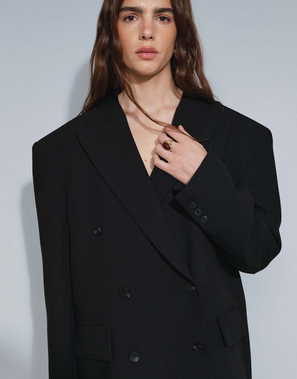 Blazer ajusté super oversize croisé noir