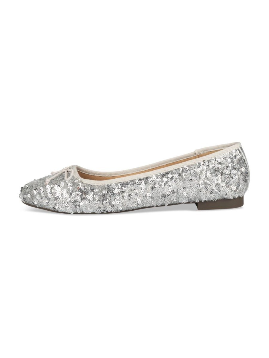 Silver sequin ballerinas