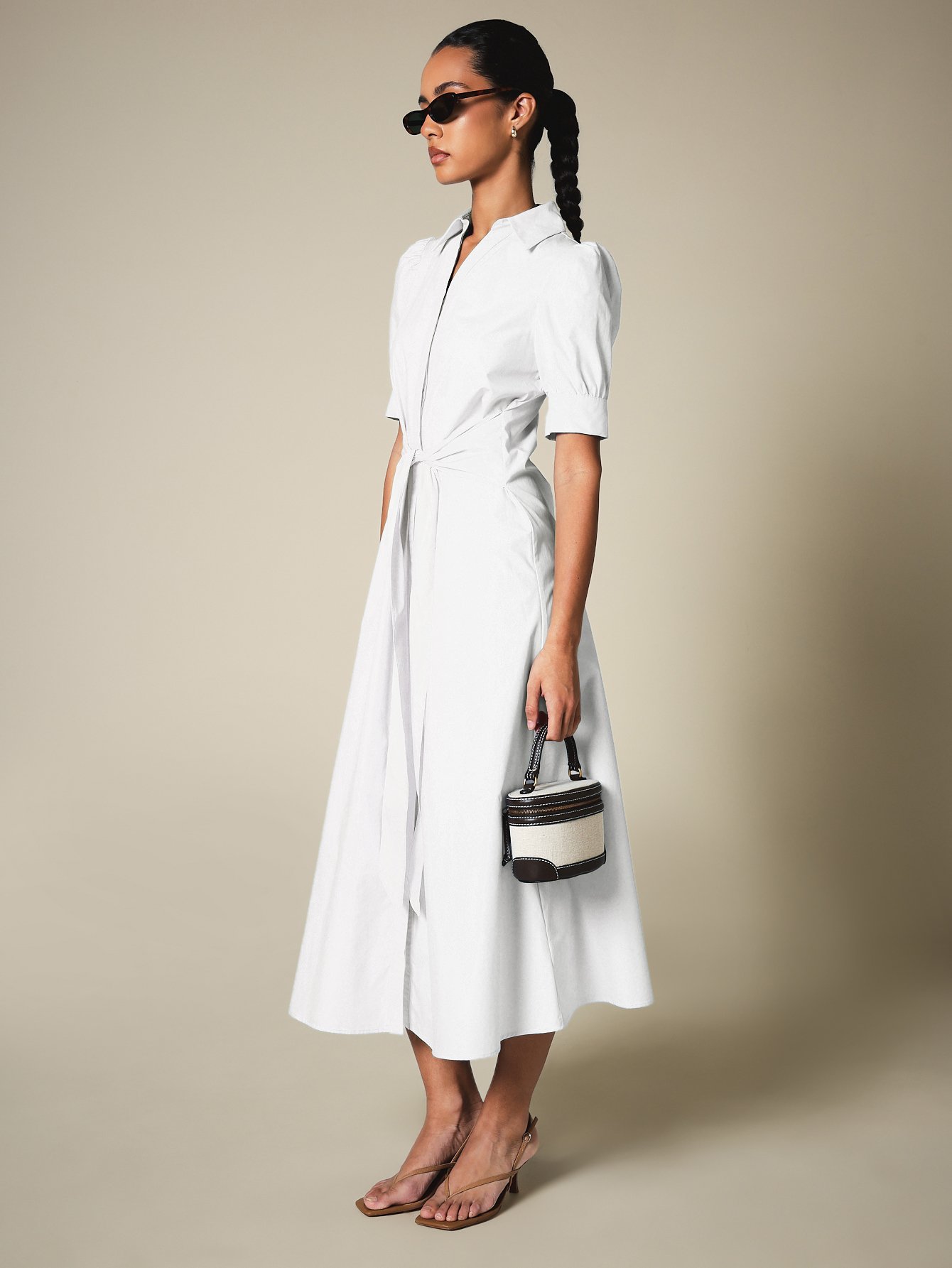 Robe Chemise Midi Avec Ceinture
