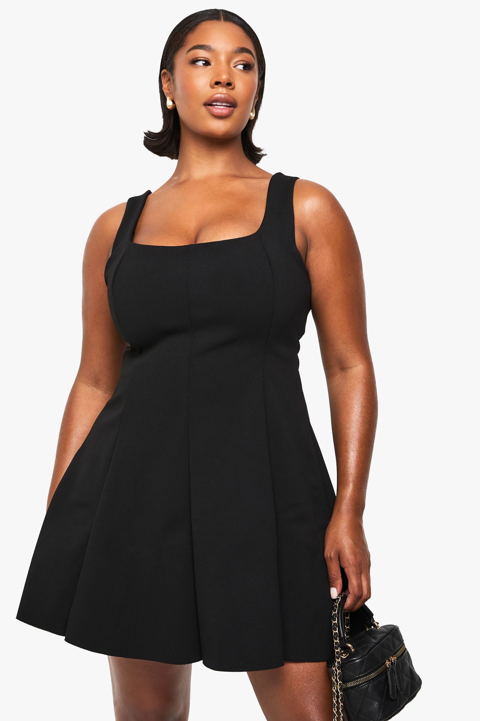 Robe mini skater à panneaux structurés - Grande taille