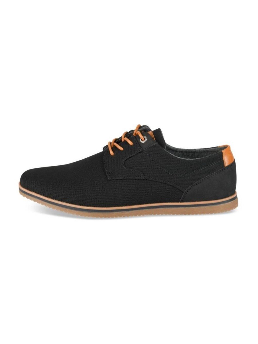 Black and brown casual derbies, tan laces