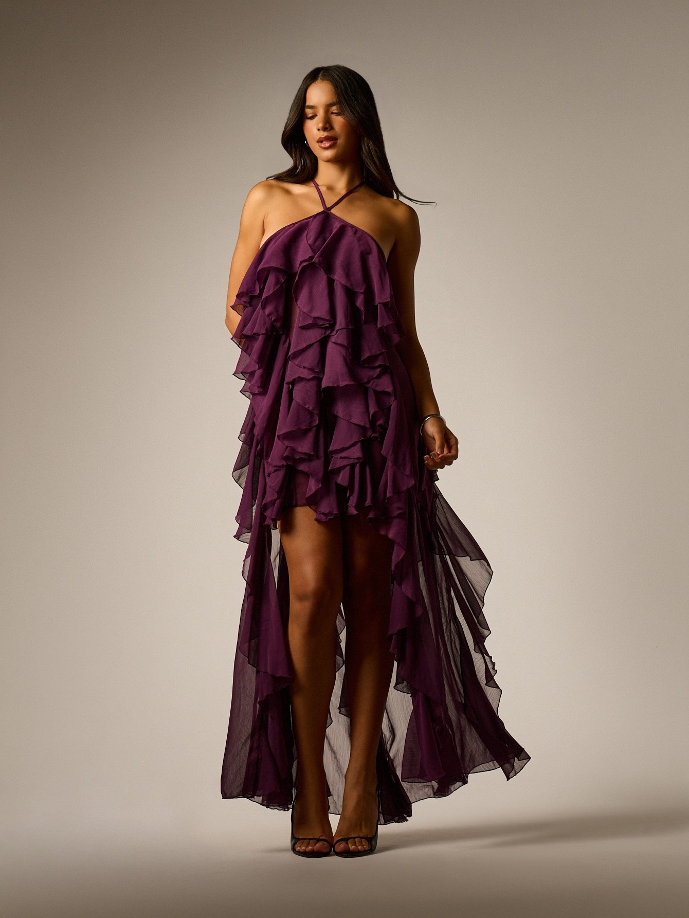 Robe de soirée b volants m3ebbin