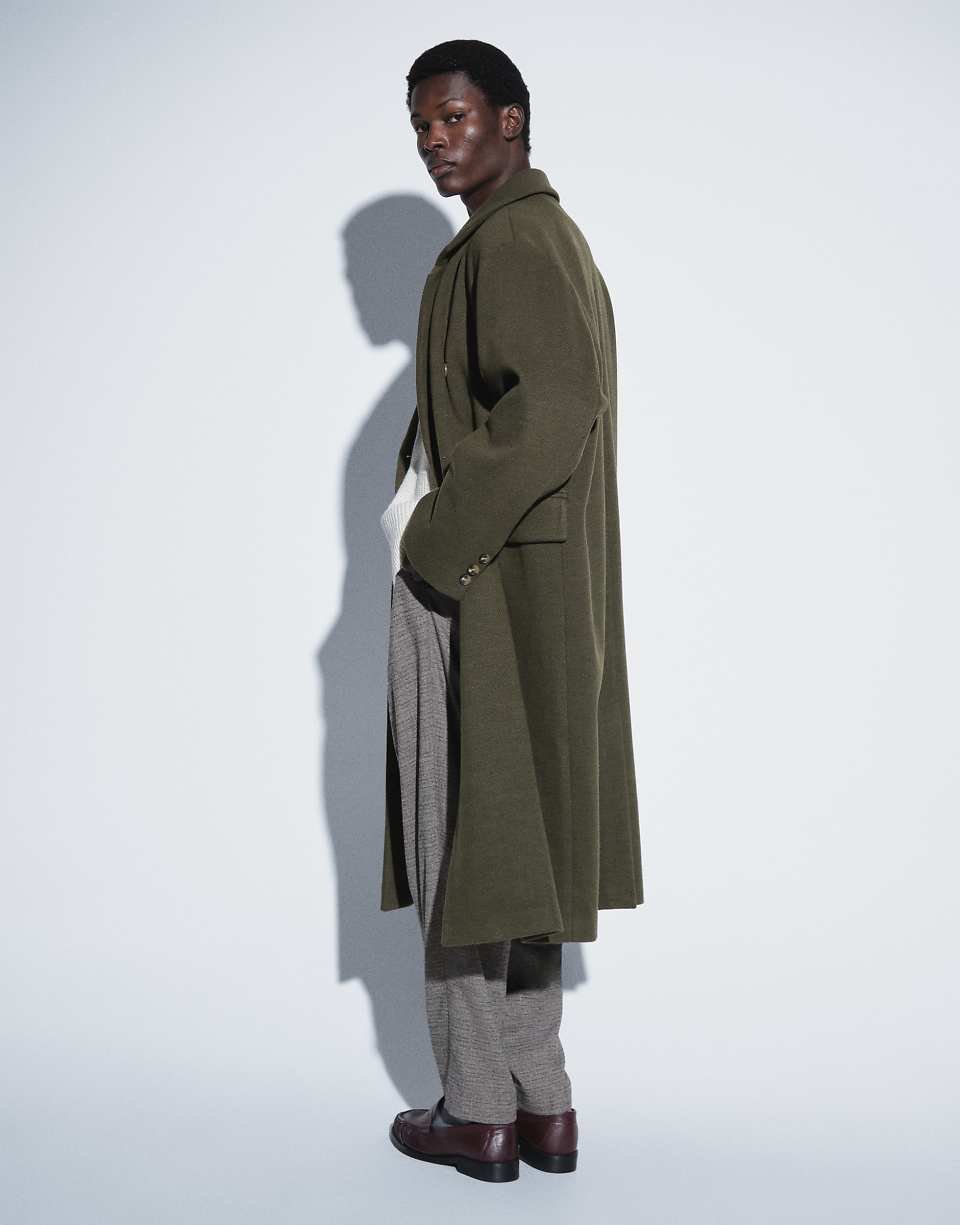 Manteau oversize effet laine vert