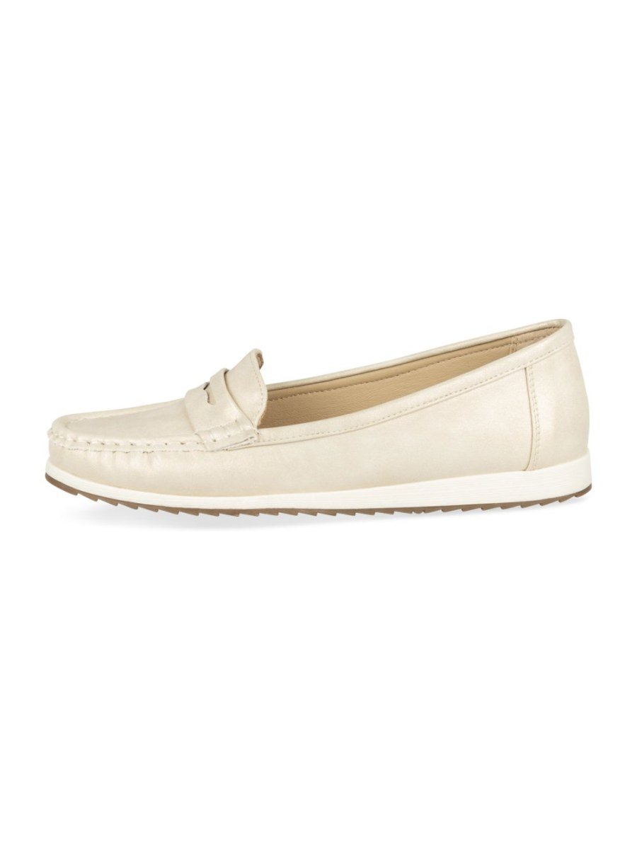 Pale gold pearlised penny loafers