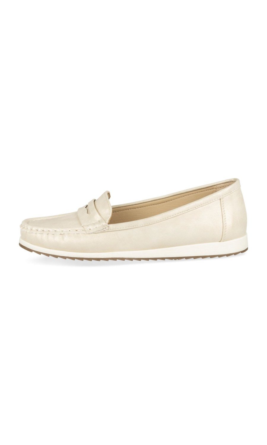 Pale gold pearlised penny loafers
