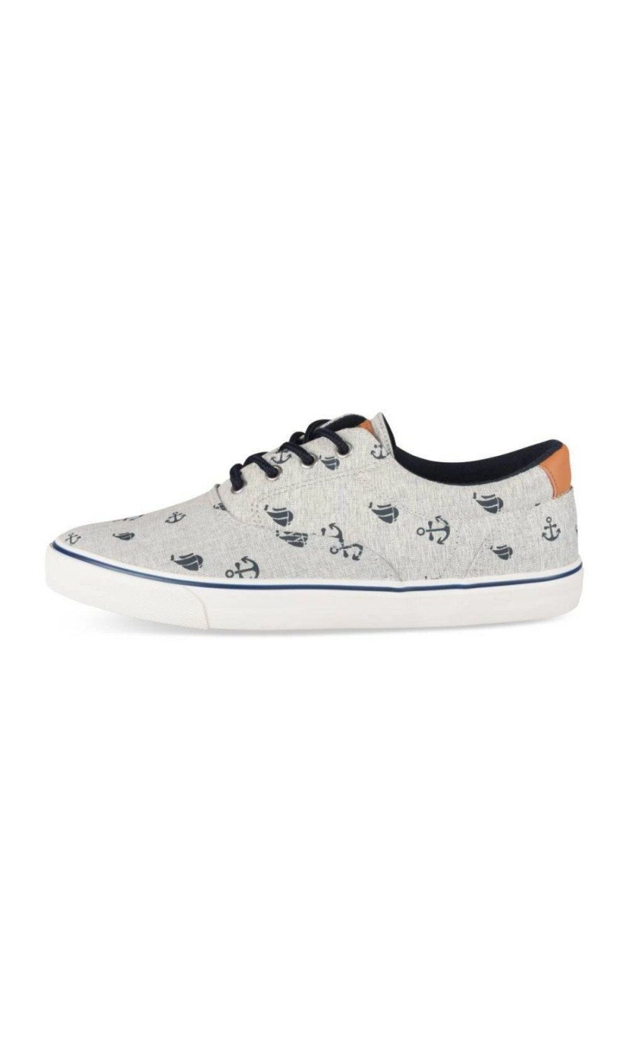 Light grey canvas anchor-print sneakers
