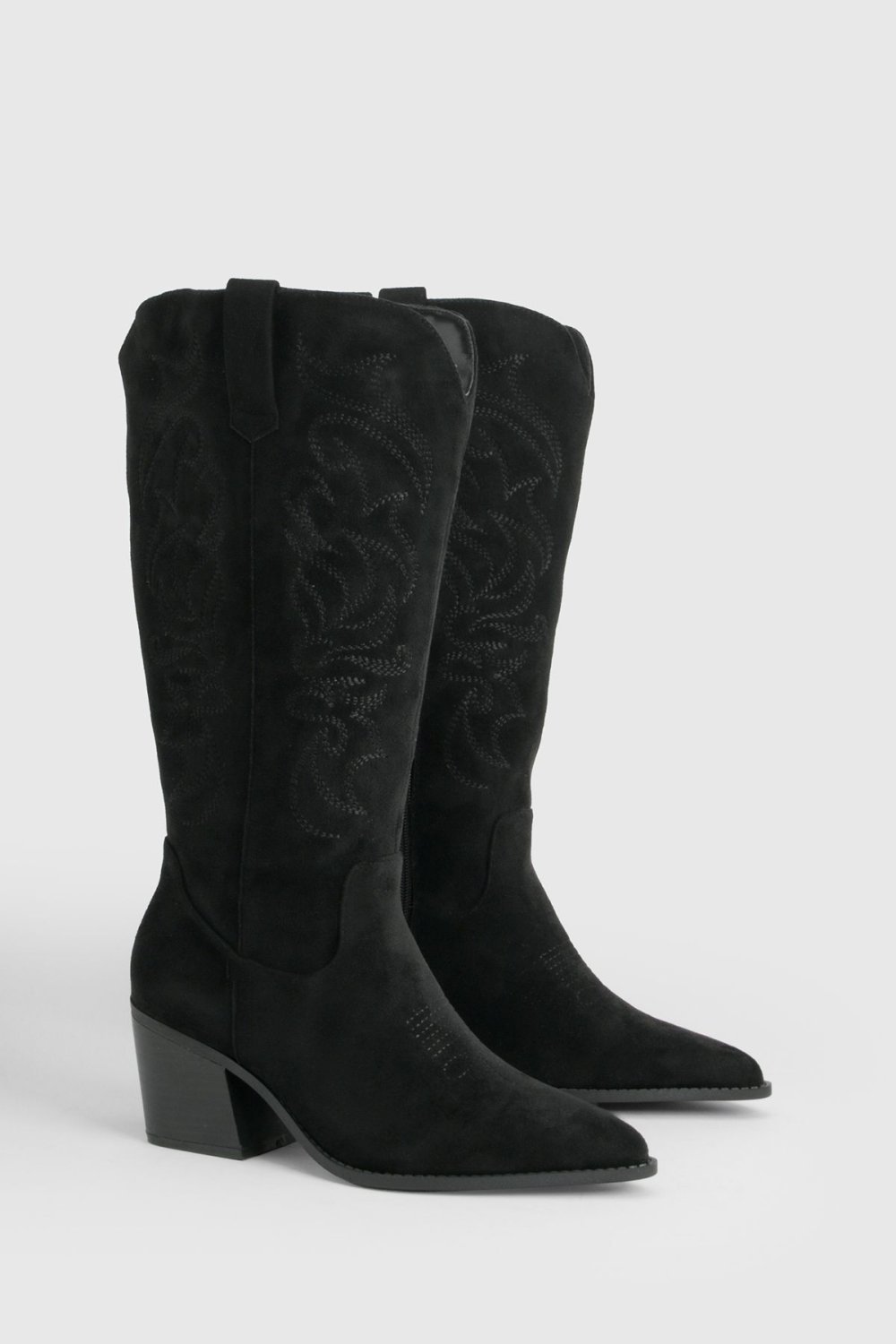 Bottes western en suédine brodées - Pied large