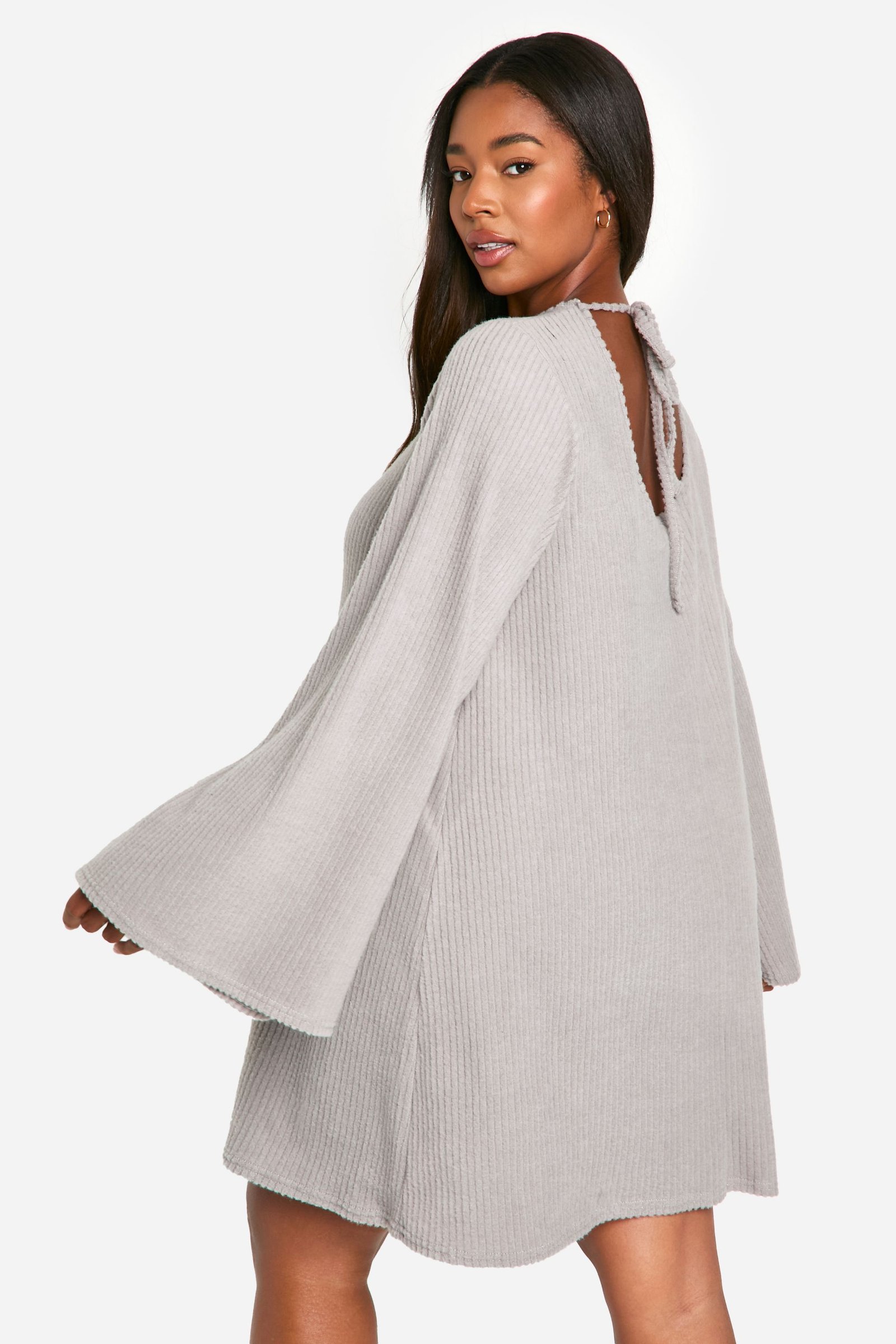 Robe Smock À Côtes Souples Et Dos Noué Grande Taille