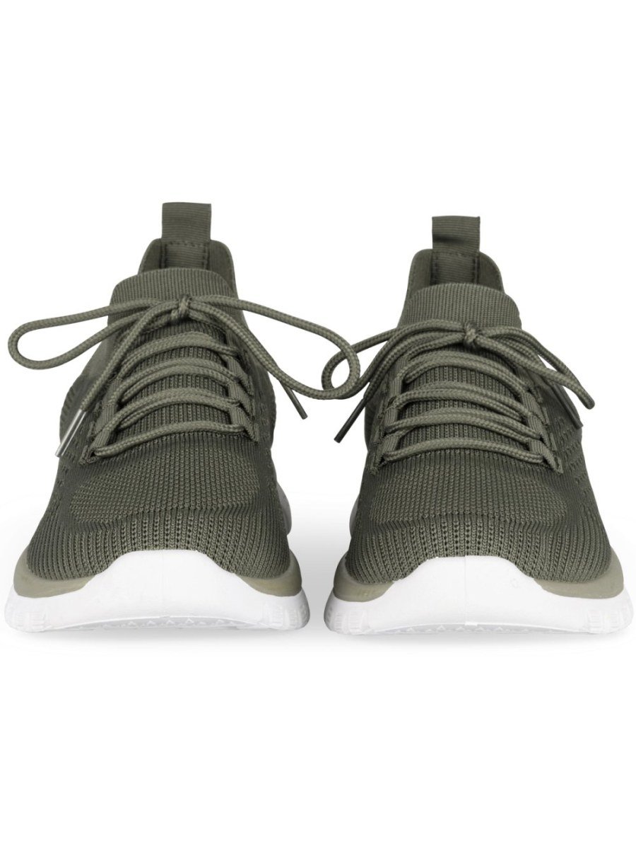 Khaki knit trainers, sock collar