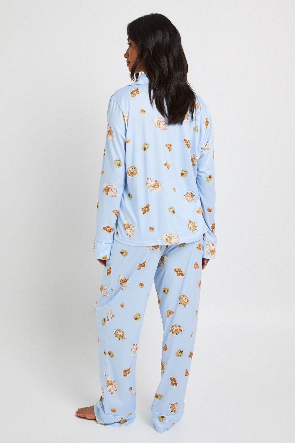 Breakfast print top and trouser pyjama set - Petite