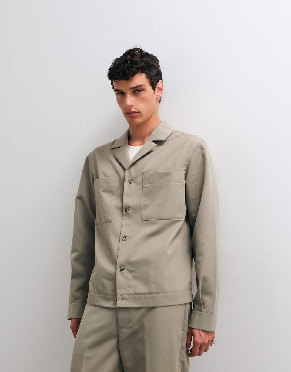 Surchemise d'ensemble élégante avec col à revers - Sauge