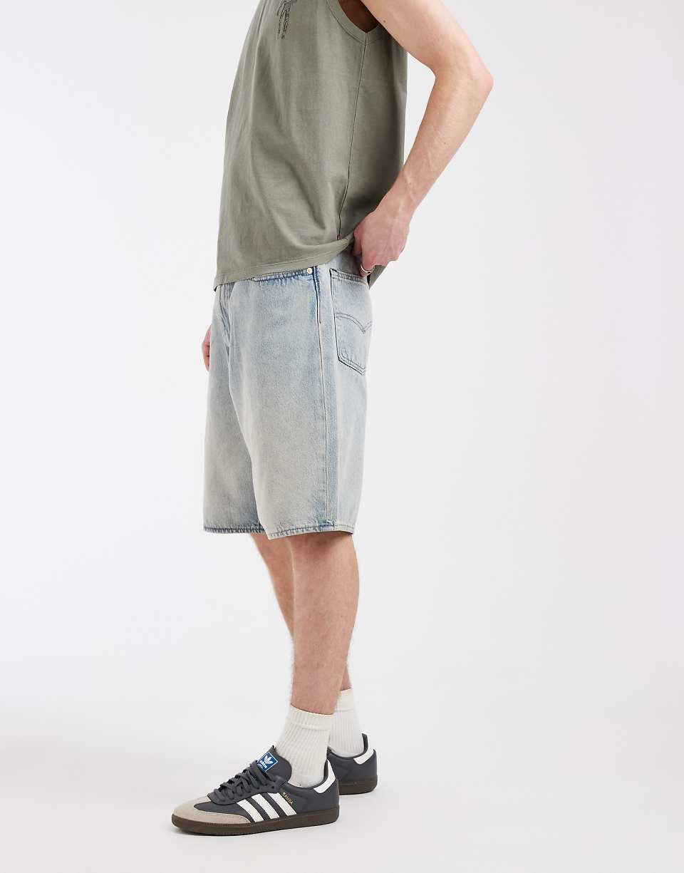 Short en jean baggy délavé vintage clair