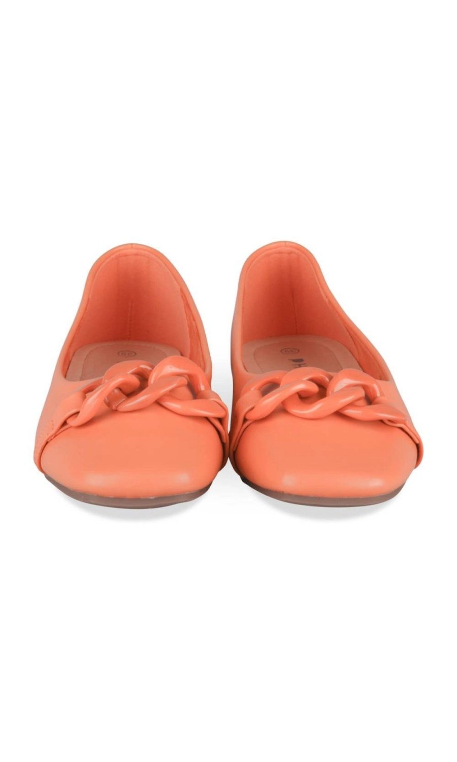 Ballerines à chaîne ton sur ton orange