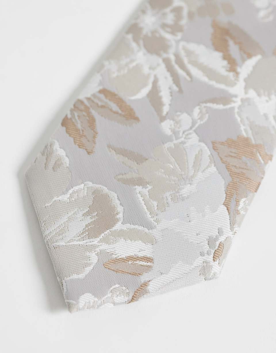 Cravate à grosses fleurs - Beige