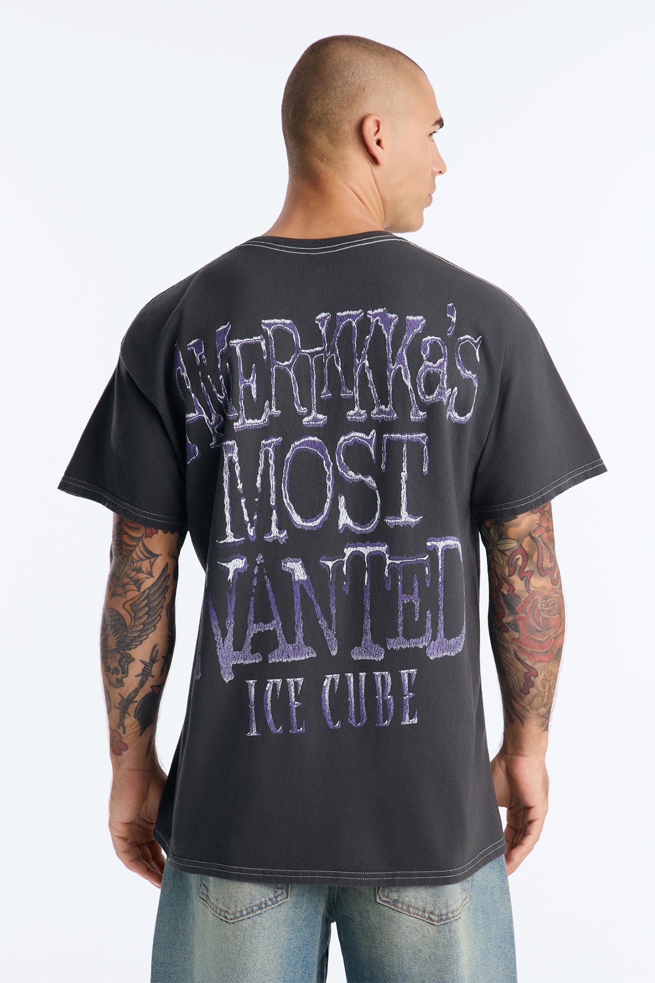 تي شيرت أوفرسايز بأكمام قصيرة بطبعة فينتدج Ice Cube