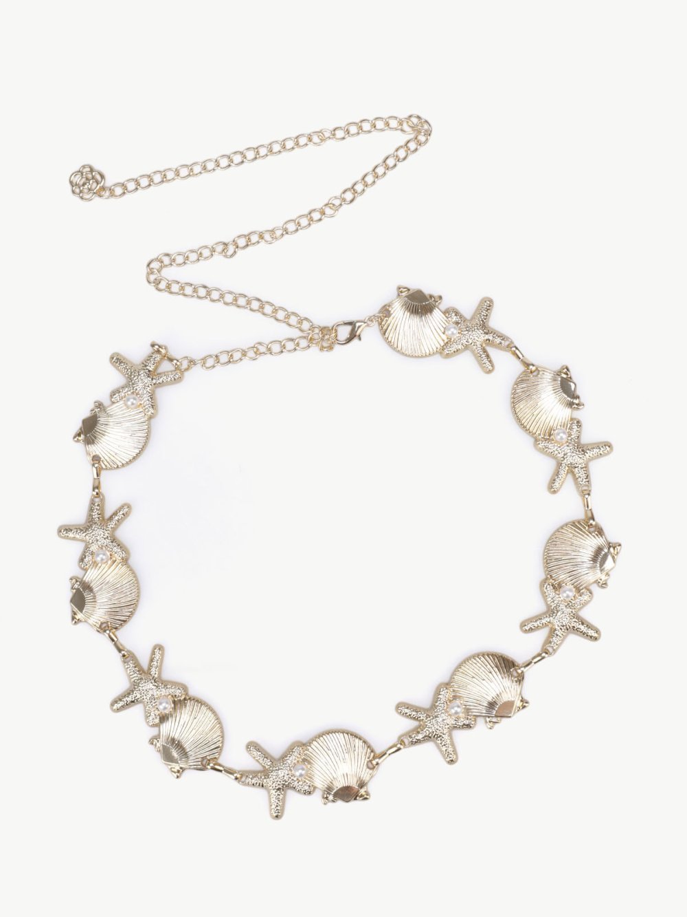 Gold shell and starfish chain belt