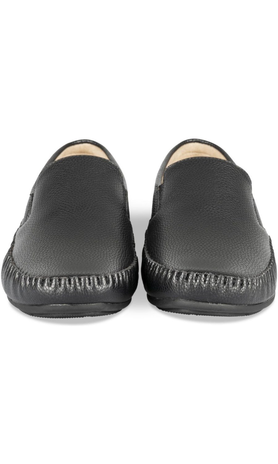 Black grained loafers, elastic gussets