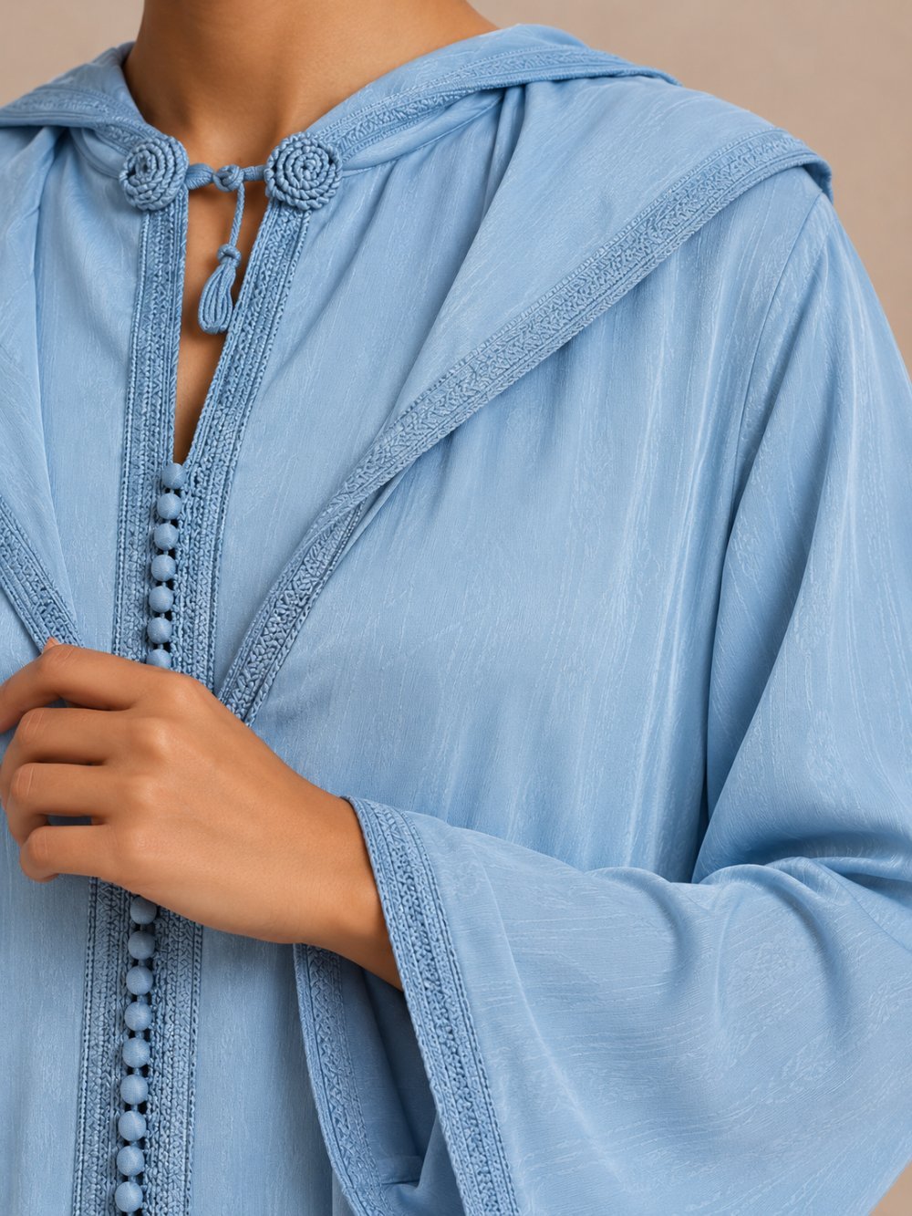 Sky blue djellaba with matching trousers