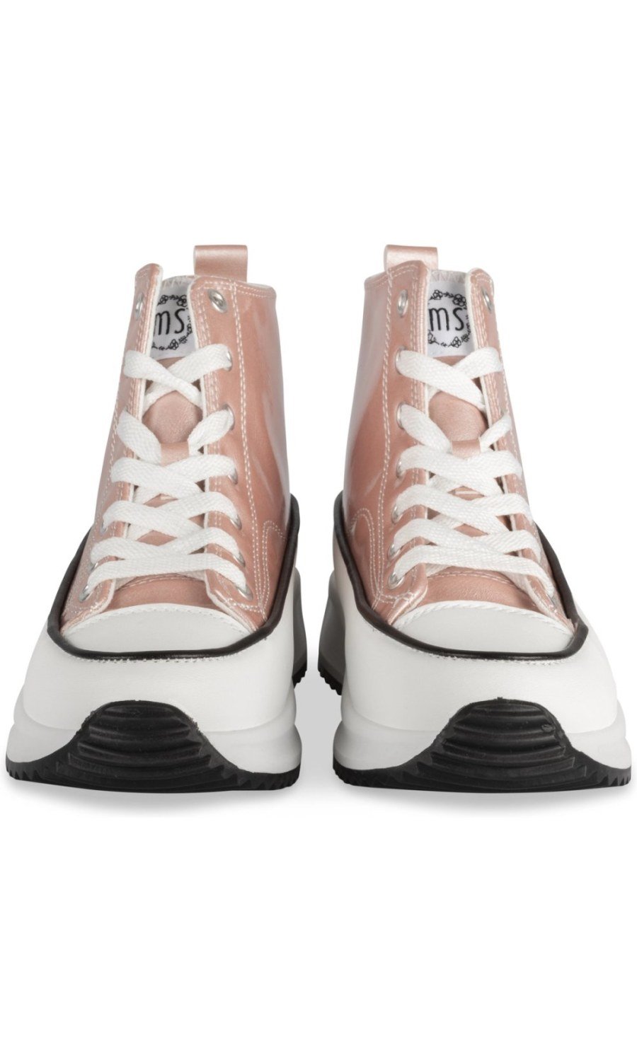 Pink metallic high-top sneakers