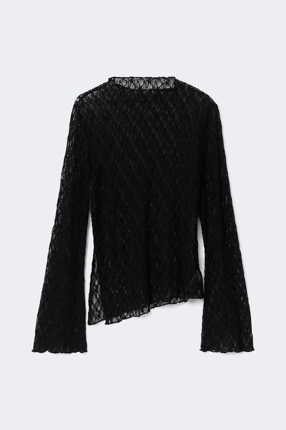 Top en dentelle asymétrique à manches longues