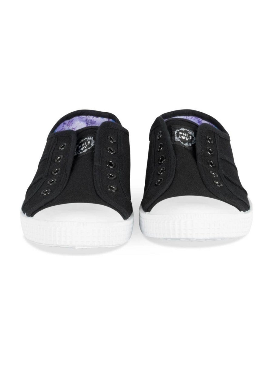 Black elasticated canvas sneakers