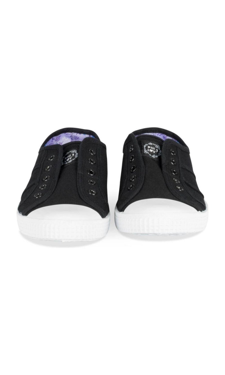 Black elasticated canvas sneakers