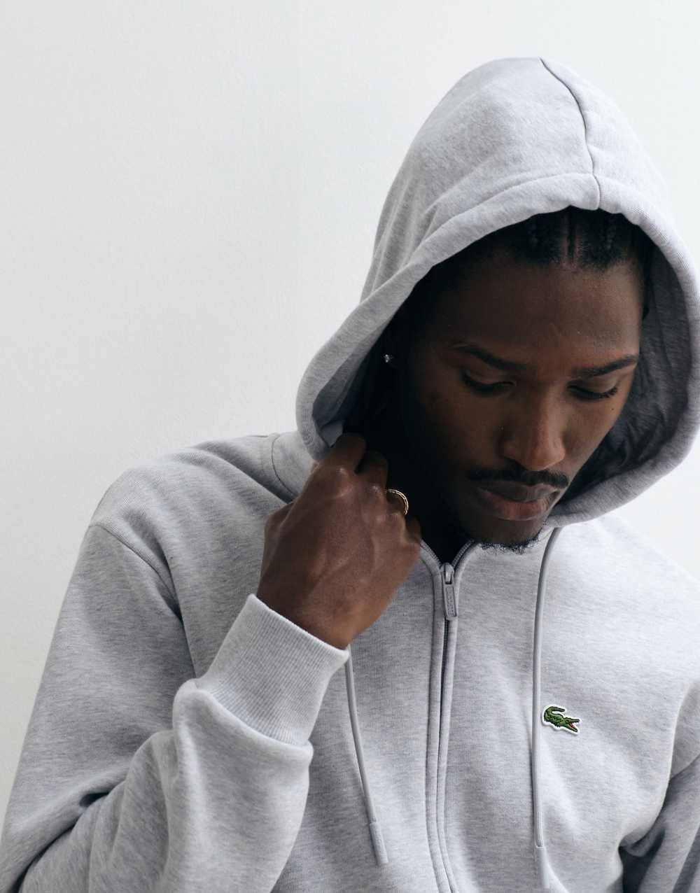 Zip-up logo hoodie in grey