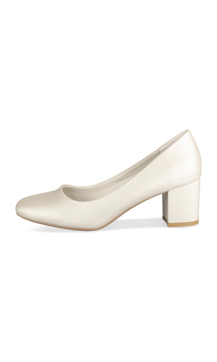 Off-white pearlised block-heel square-toe pumps