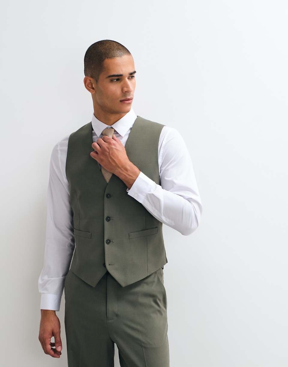 Gilet de costume slim en kaki moyen