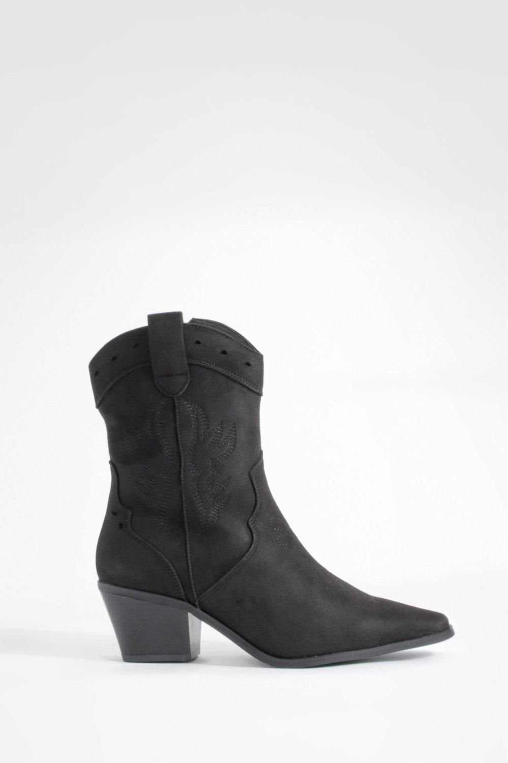 Cut-out faux suede western boots
