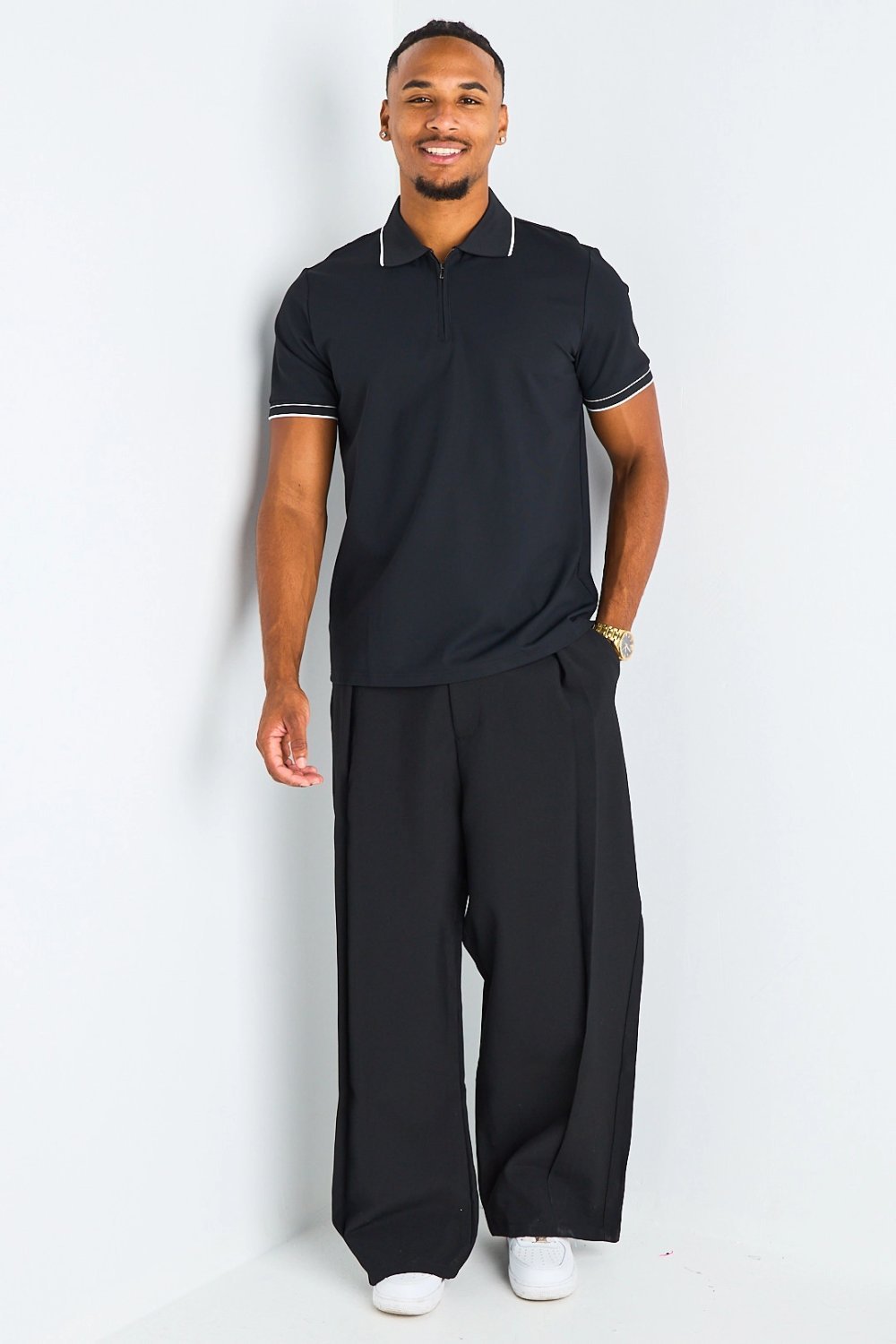 Pantalon coupe droite fluide noir