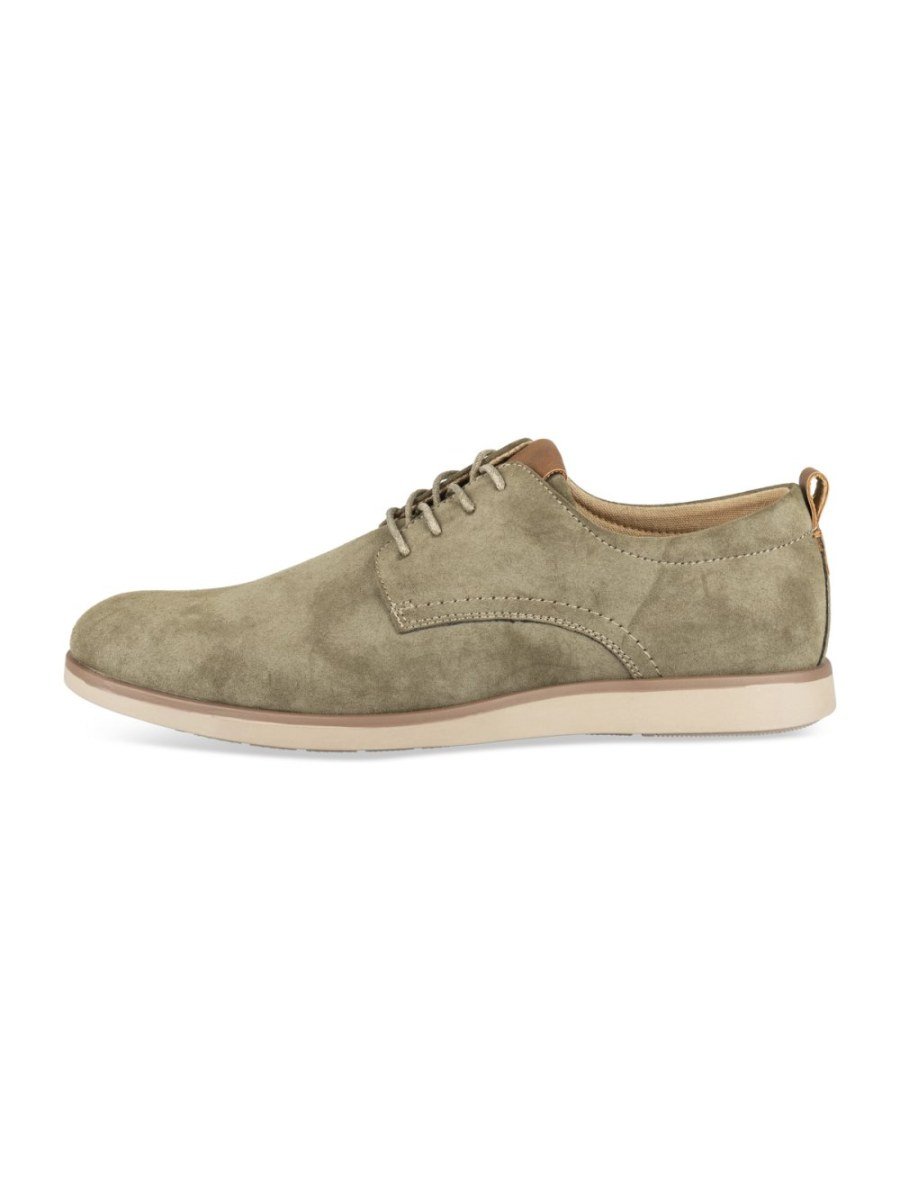 Khaki suede-effect casual derbies