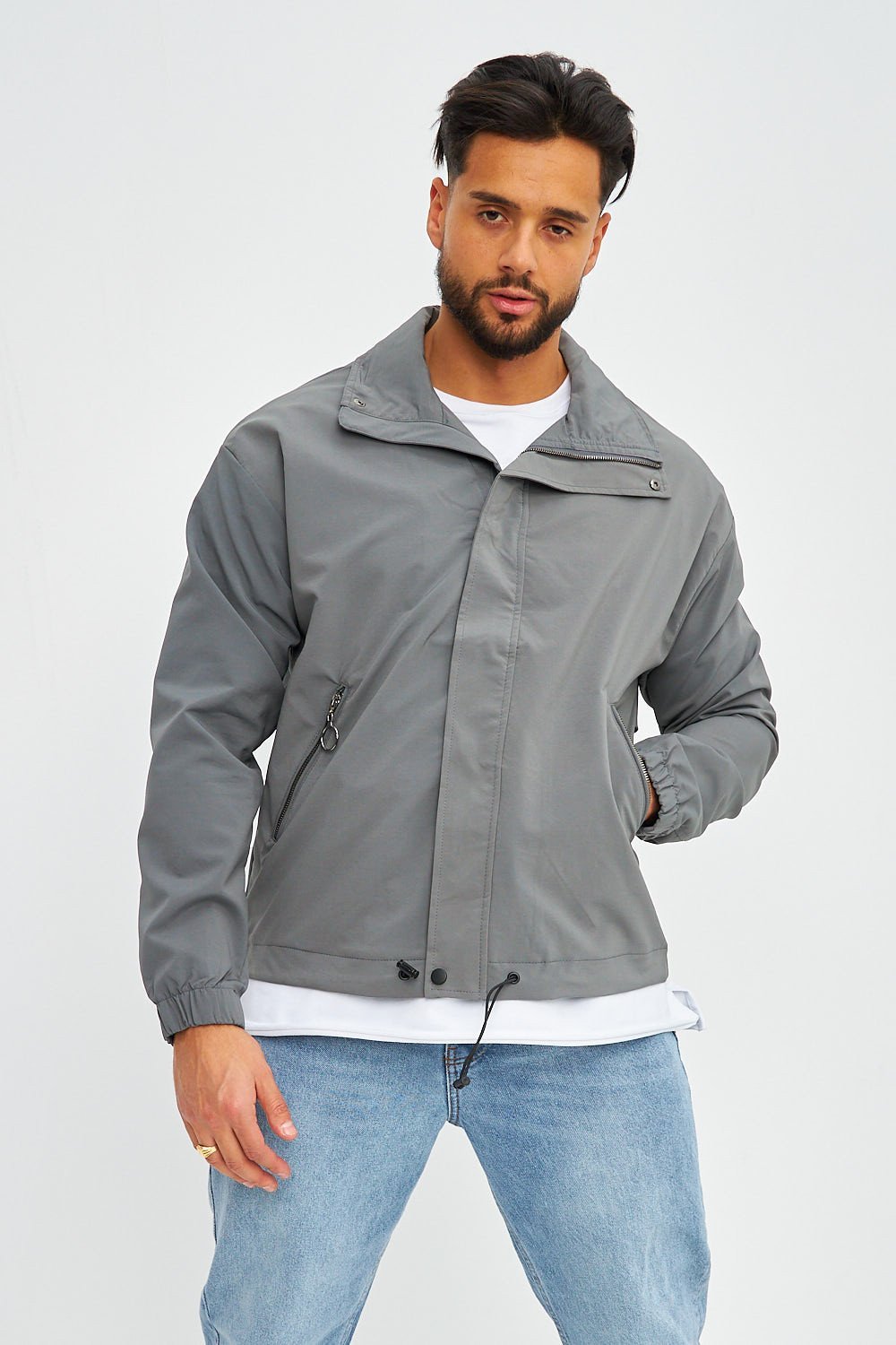 Veste col montant à taille ajustable anthracite