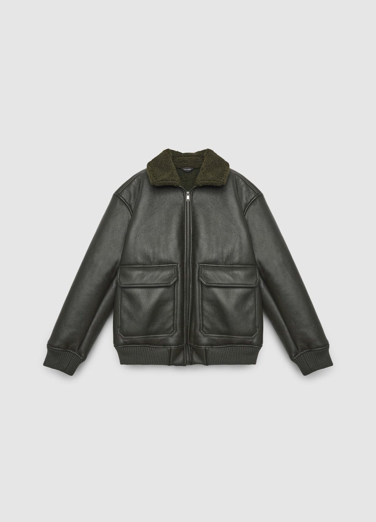 Aviator jacket with shearling-effect collar