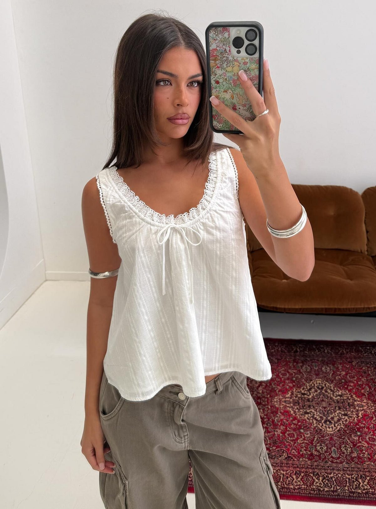 Top babydoll coton b dentelle