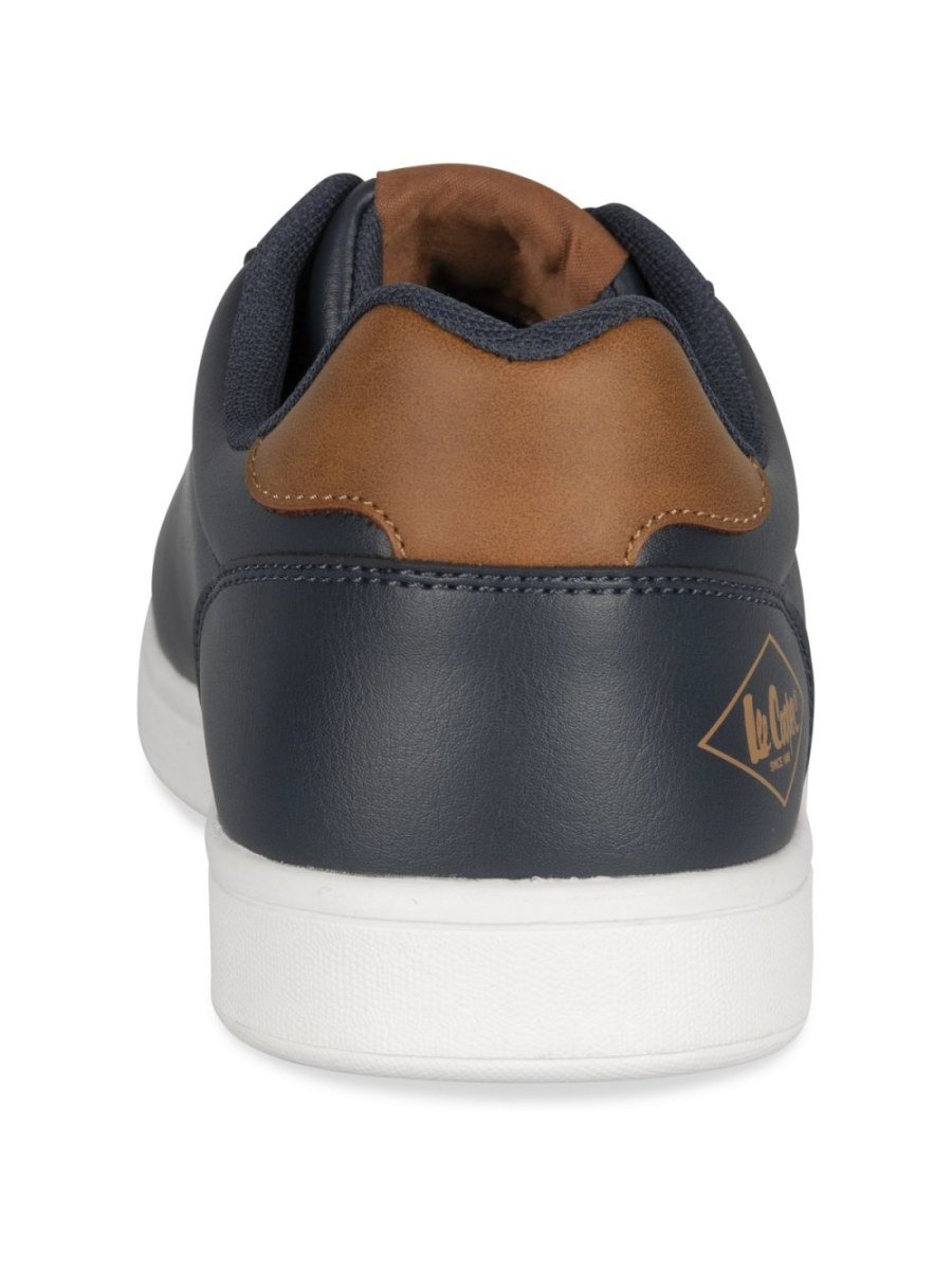 Navy trainers with side stitching