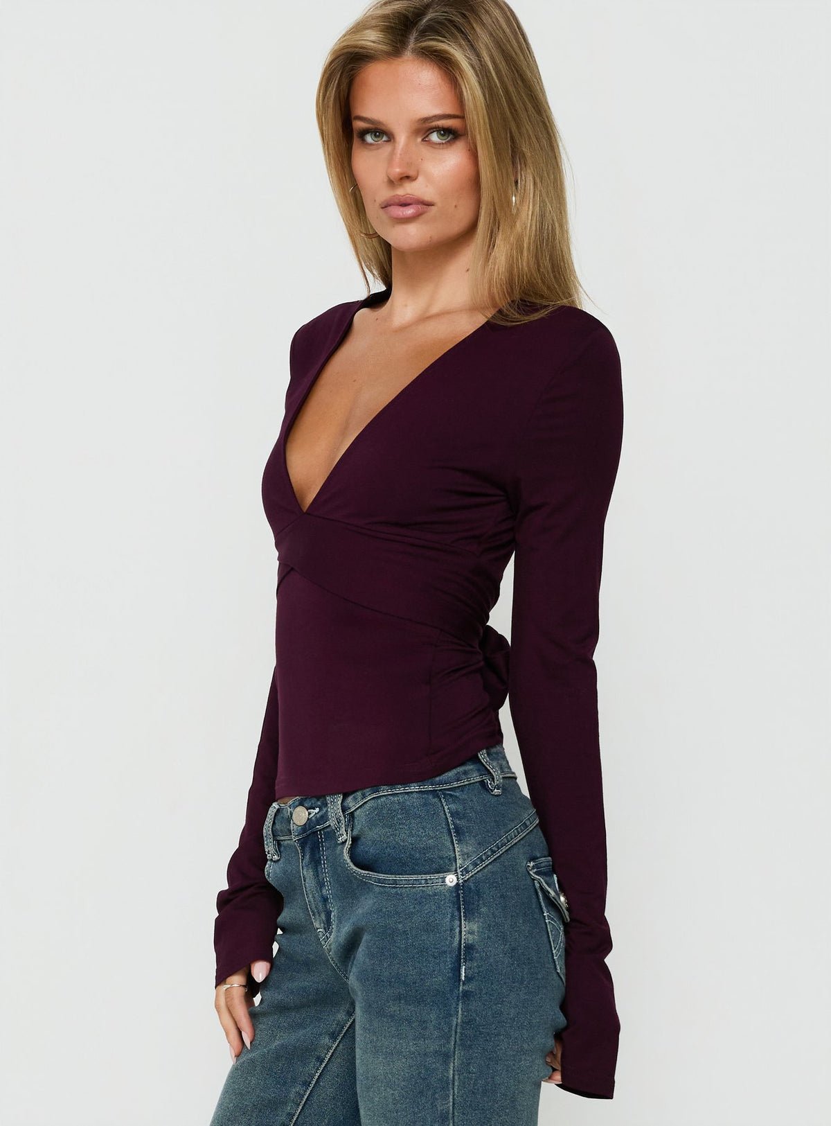 Long sleeve wrap top