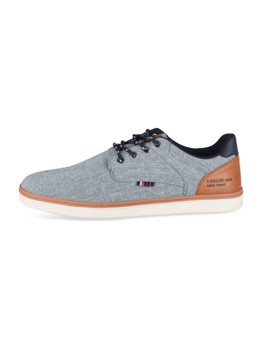 Blue canvas sneakers with two-tone sole