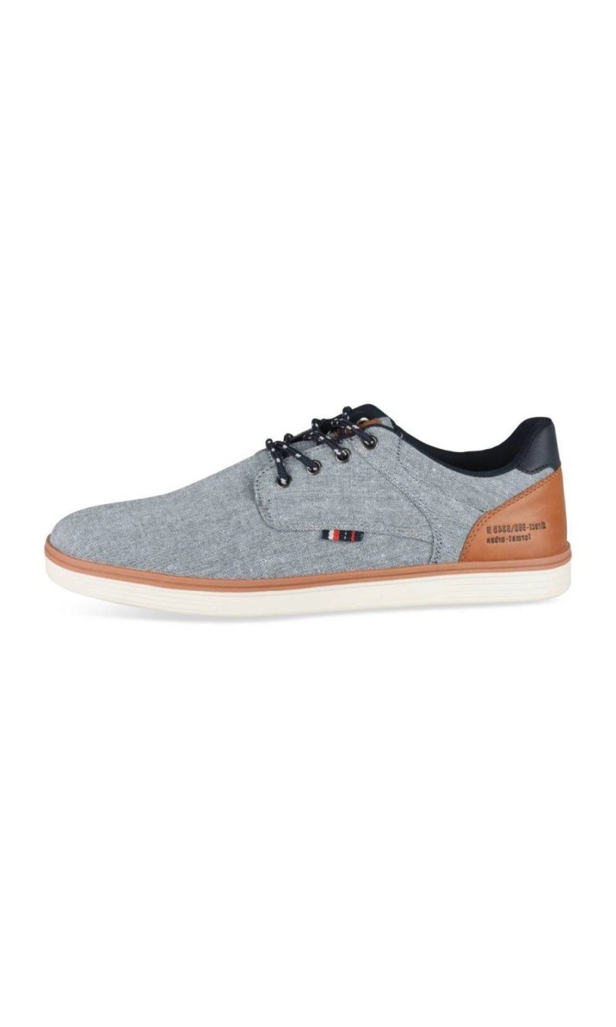 Blue canvas sneakers with two-tone sole