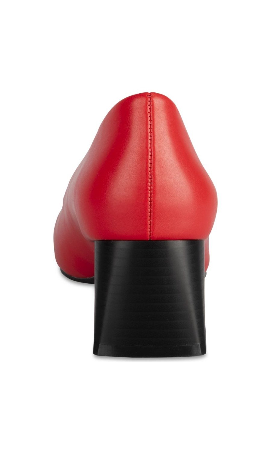 Red block-heel square-toe pumps