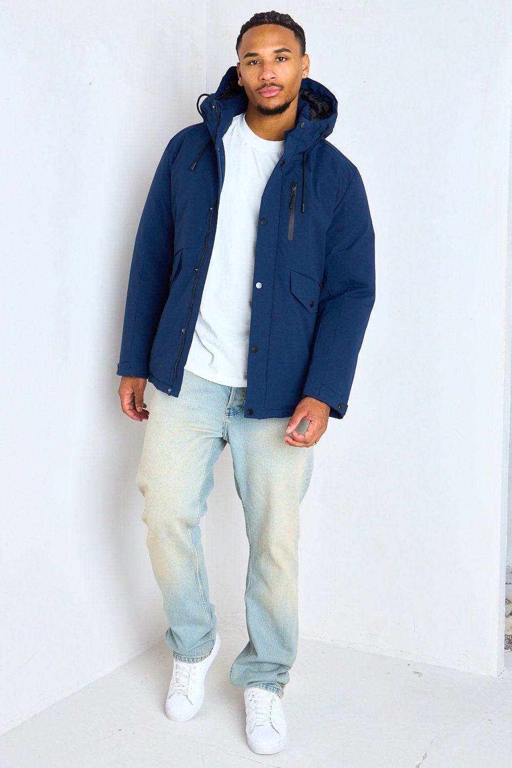 Parka déperlante b capuche bleu marine