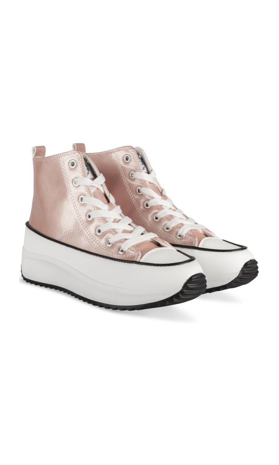 Pink metallic high-top sneakers