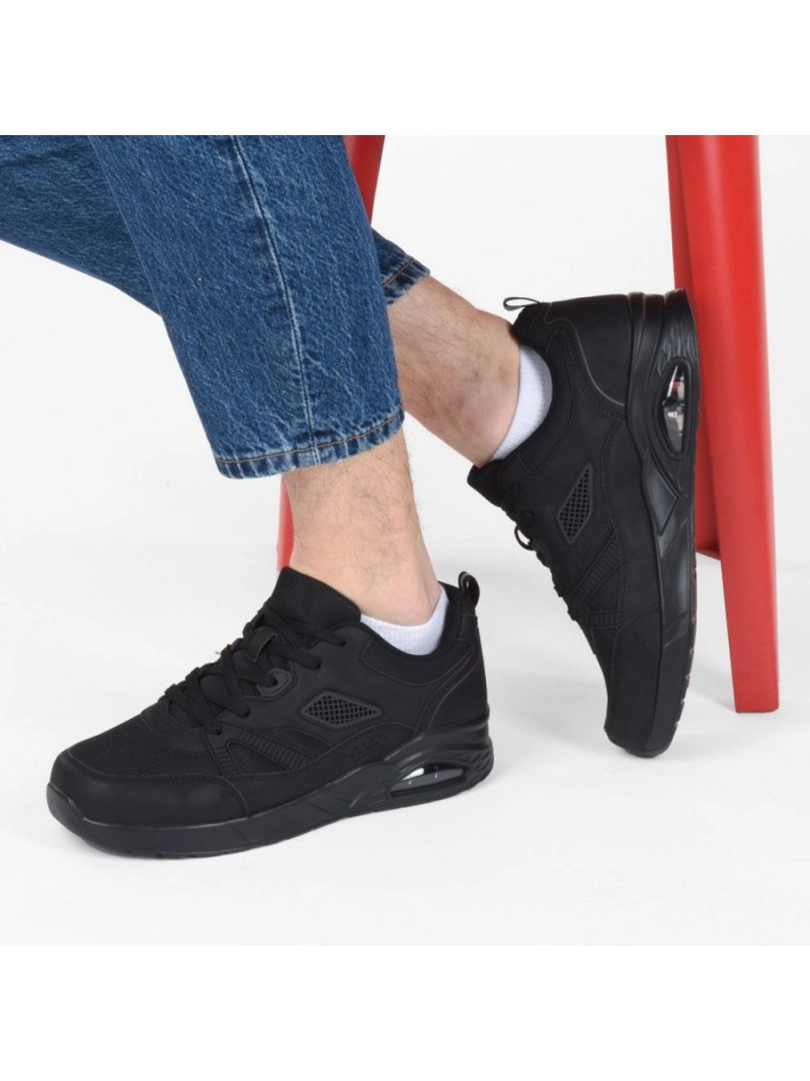 Black mesh sneakers with air bubble sole