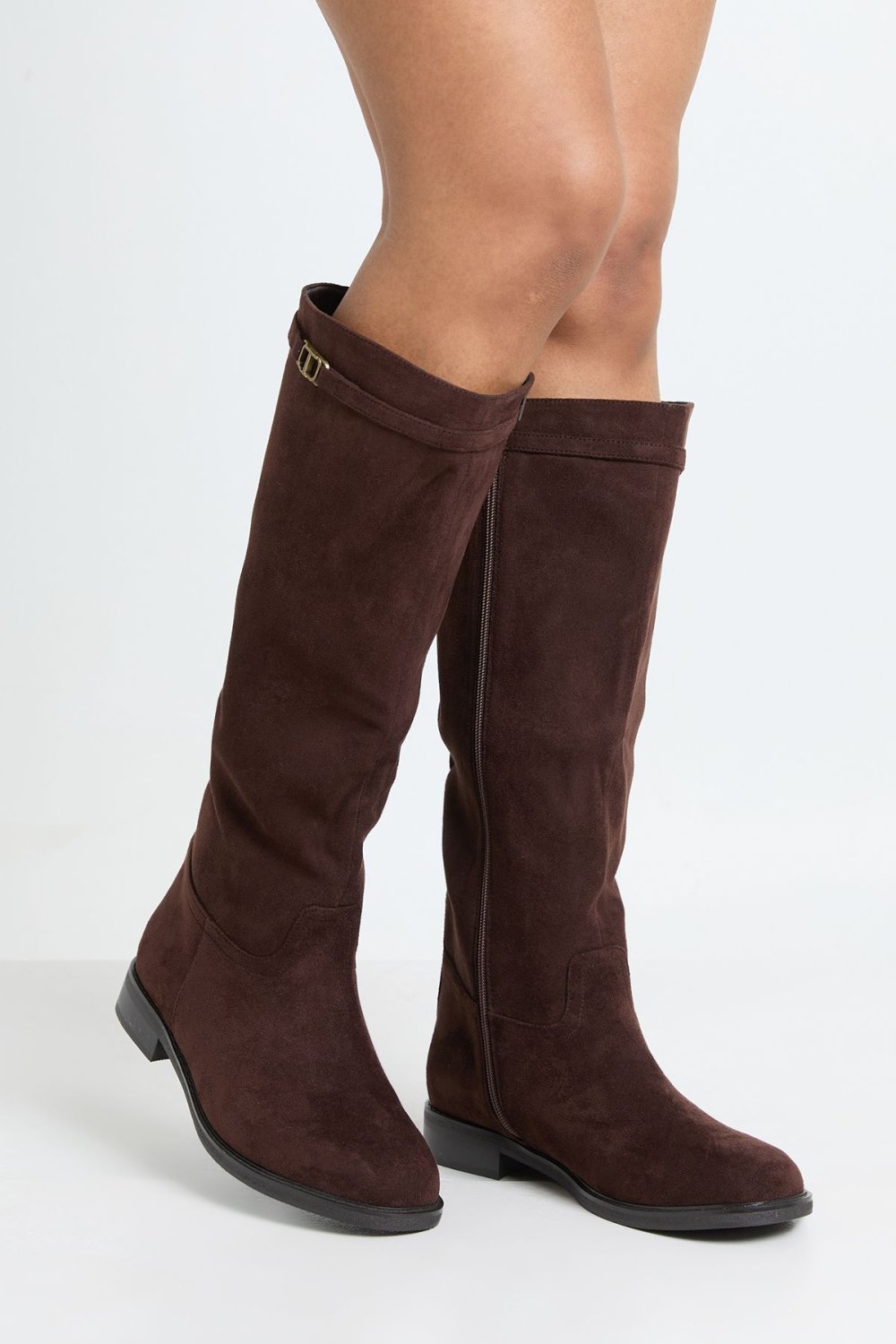 Faux suede knee-high boots
