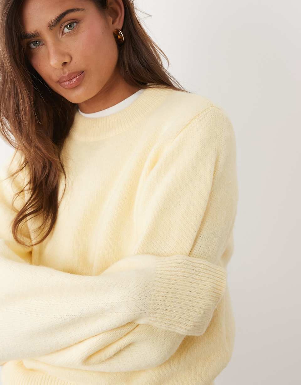 Pull ras de cou cintré f souf mélangée - Babeurre
