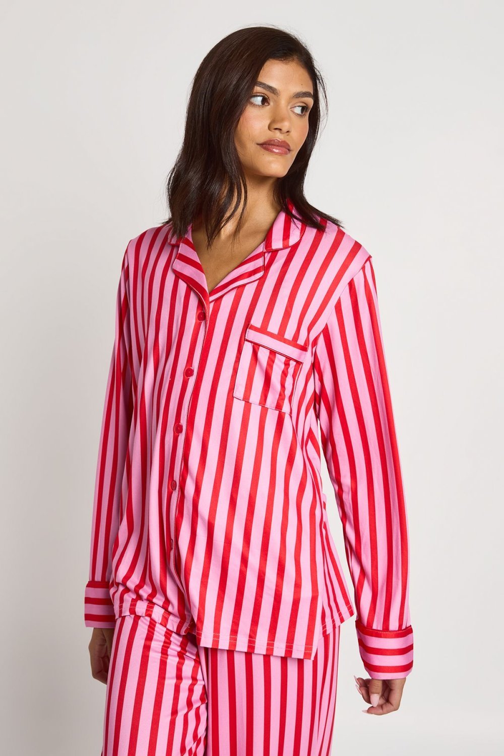 Striped super-soft shirt and trouser pyjama set