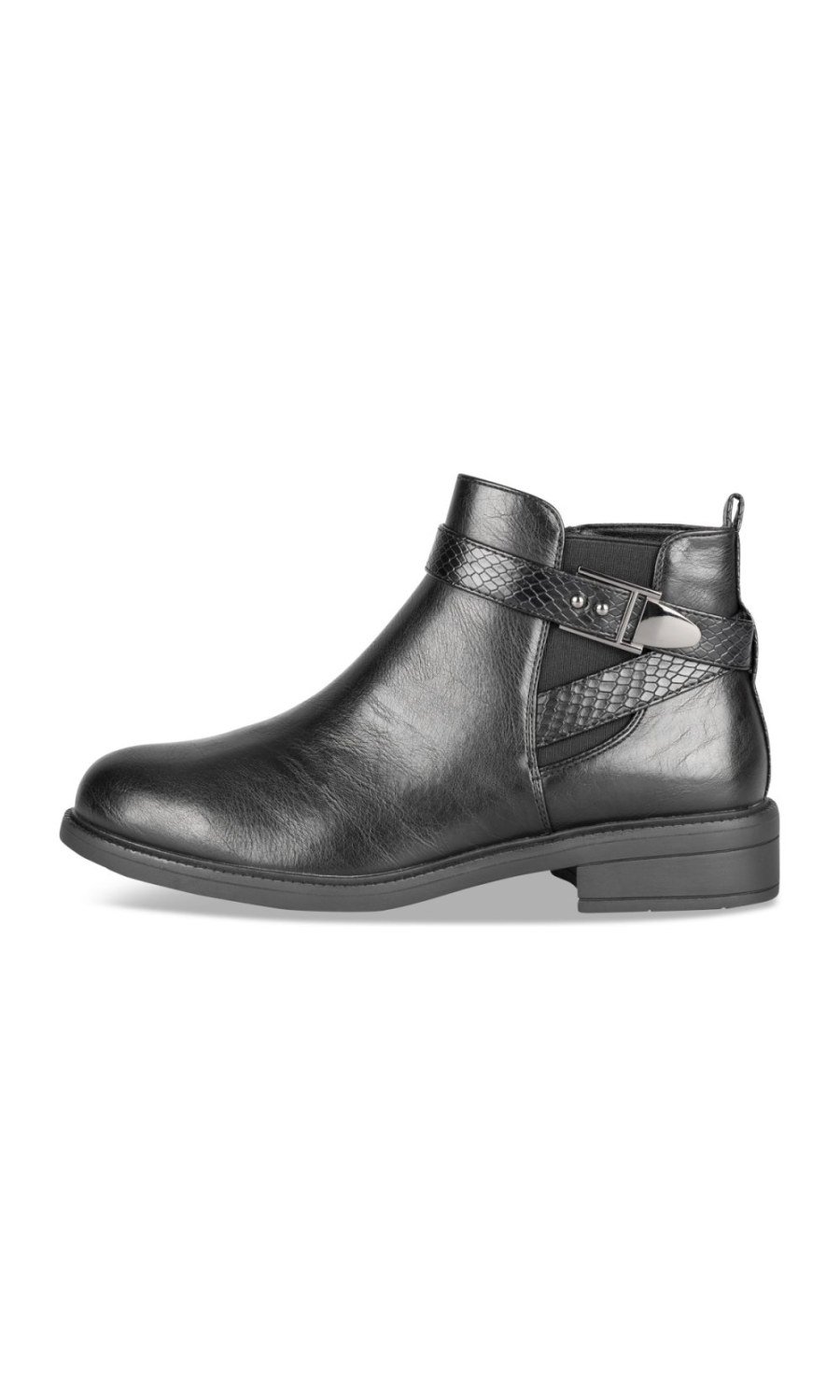 Bottines à bride effet croco noires