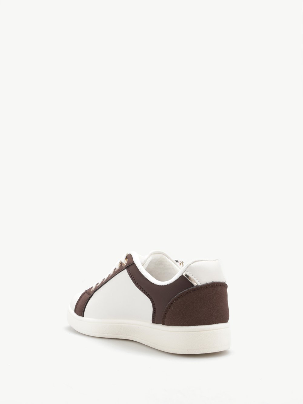 Baskets basses à lacets et zip beige et marron