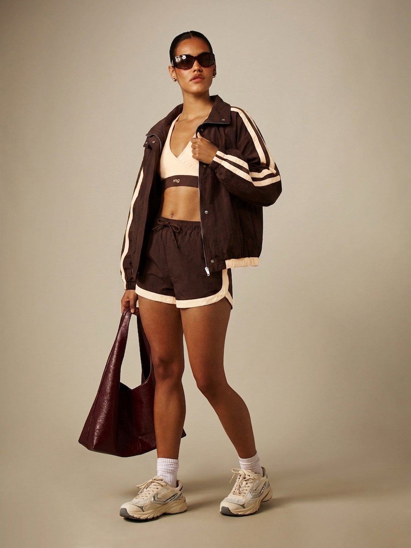 Oversized track jacket with contrast stripes
