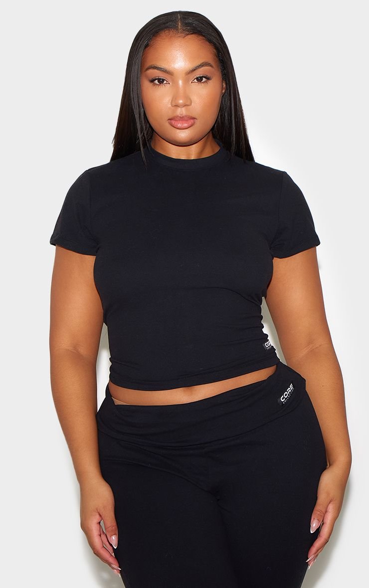 T-shirt Longline À Contours Sculptants Avec Détail Patte Collection Core Plus Noir